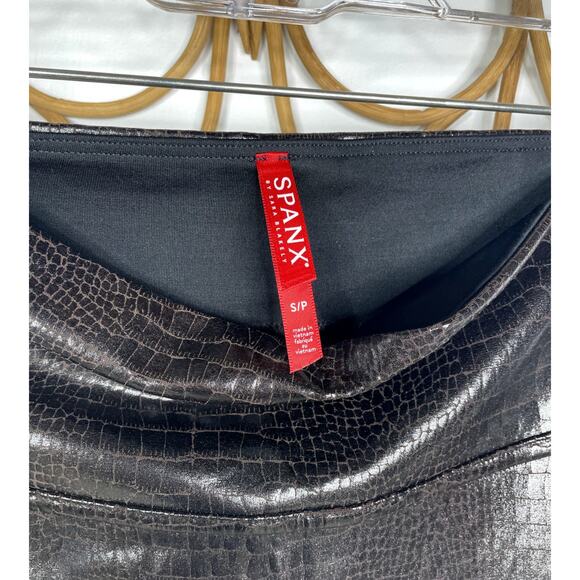 Spanx Croc embossed shine leggings S Brown - Picture 4 of 9